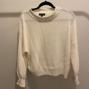 White Mock Neck Knit Sweater